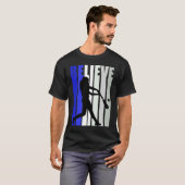 Blue Womens Believe Baseball Inspirational Softbal Tシャツ (正面フル)