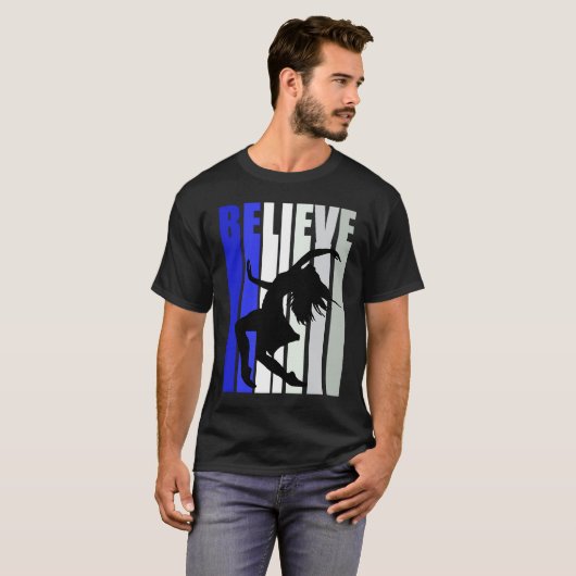 Blue Womens Believe Dance Inspirational Dancer Gir Tシャツ (正面フル)