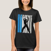 Blue Womens Believe Dance Motivational Retro Graph Tシャツ (正面)