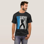 Blue Womens Believe Dance Motivational Retro Graph Tシャツ (正面フル)
