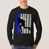 Blue Womens Believe Roller Skating Inspirational S Tシャツ (正面)