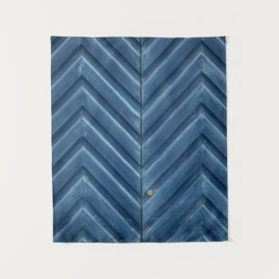 Blue wooden chevron wall タペストリー