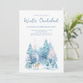 Blue Woodland Winter Wonderland 1st Birthday Party 招待状 (スタンド正面)