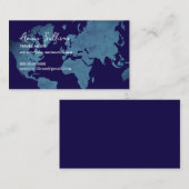  Blue World Map Travel Agent 名刺 (正面/裏面)
