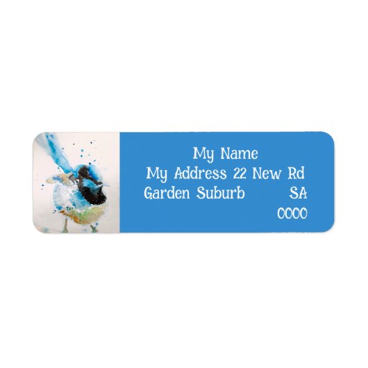 Blue Wren Australian Bird Return Address Labels ラベル (正面)