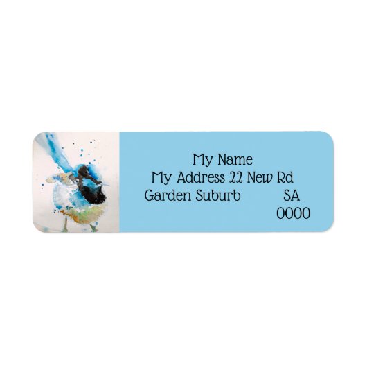 Blue Wren Australian Bird Return Address Labels ラベル (正面)
