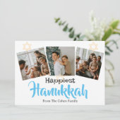 Blue Writhappiest Hanukkahファミリー3枚の写真 シーズンカード (スタンド正面)