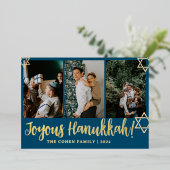 Blue Writhappiest Hanukkahファミリー4枚 箔シーズンカード (立ち正面)