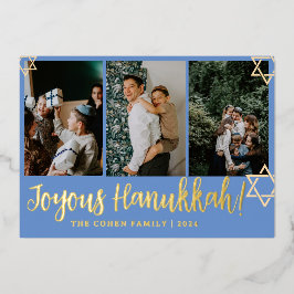 Blue Writhappiest Hanukkahファミリー4枚 箔シーズンカード