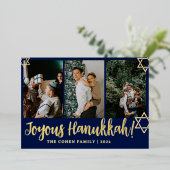 Blue Writhappiest Hanukkahファミリー4枚 箔シーズンカード (立ち正面)