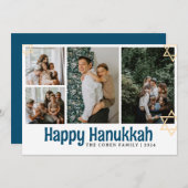 Blue Writhappy Hanukkah家族4写真 シーズンカード (正面/裏面)