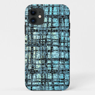 Blue XとOのパターンブラックチェック iPhone 11 ケース