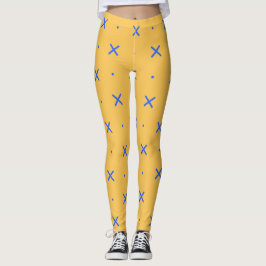 Blue X Marks the Spot and Dots Pattern Leggings  レギンス