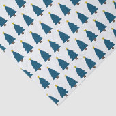 Blue Xmas Tree and Golden Stars Patterned 薄葉紙 (詳細)