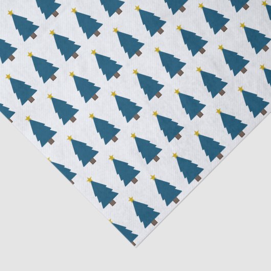 Blue Xmas Tree and Golden Stars Patterned 薄葉紙 (詳細)