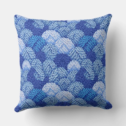 blue yarn ball pattern クッション (裏面)