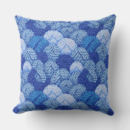 blue yarn ball pattern クッション