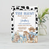 Blue Yee haw! Western Cowboy 5th Rodeo Birthday 招待状 (スタンド正面)