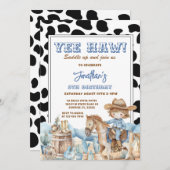 Blue Yee haw! Western Cowboy 5th Rodeo Birthday 招待状 (正面/裏面)