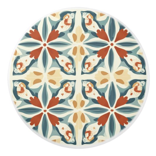 Blue Yellow and Rust Pattern  セラミックノブ (正面)