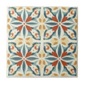 Blue Yellow and Rust Pattern Ceramic Tile タイル (正面)
