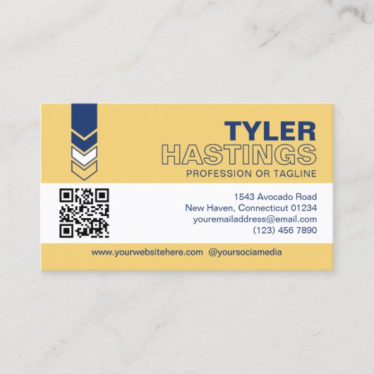Blue Yellow Arrows QR Code Photo Template 名刺 (正面)