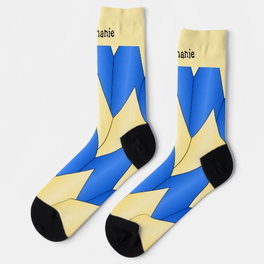 Blue Yellow Art Deco Design Socks ソックス (左)