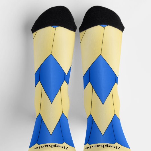 Blue Yellow Art Deco Design Socks ソックス (上部)