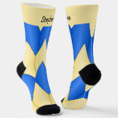 Blue Yellow Art Deco Design Socks ソックス (傾斜あり)