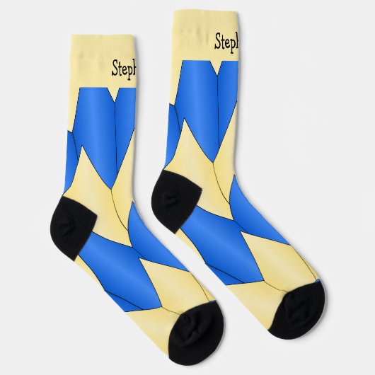 Blue Yellow Art Deco Design Socks ソックス (右)