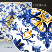 Blue & Yellow Azulejo Talavera Ceramic Tile タイル