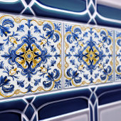 Blue & Yellow Azulejo Talavera Ceramic Tile タイル