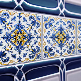 Blue & Yellow Azulejo Talavera Ceramic Tile タイル