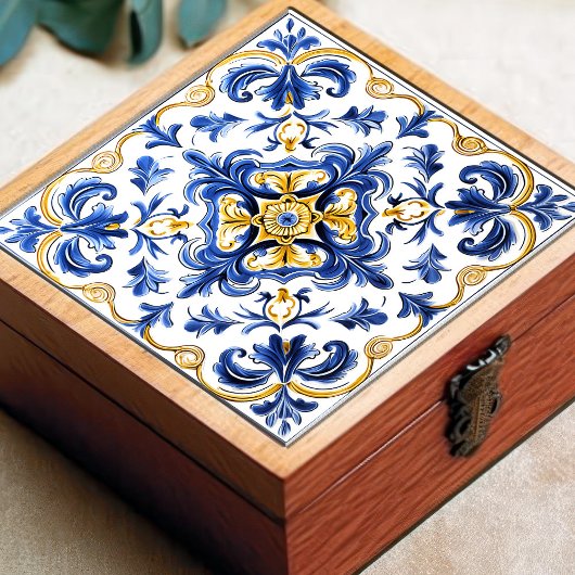 Blue & Yellow Azulejo Talavera Ceramic Tile タイル