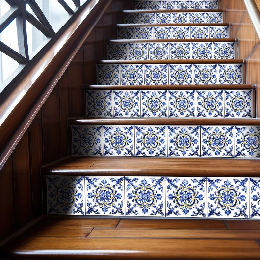 Blue & Yellow Azulejo Talavera Ceramic Tile タイル
