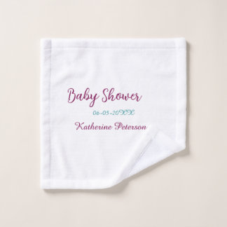 Blue yellow baby shower name date animal ear cute  ウォッシュタオル