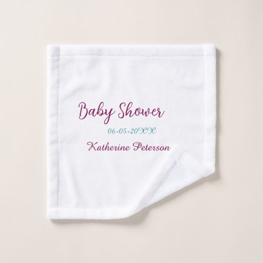 Blue yellow baby shower name date animal ear cute  ウォッシュタオル (ウォッシュタオル)