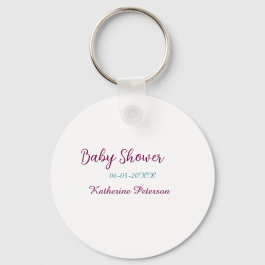 Blue yellow baby shower name date animal ear cute  キーホルダー (正面)