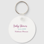 Blue yellow baby shower name date animal ear cute  キーホルダー (裏面)