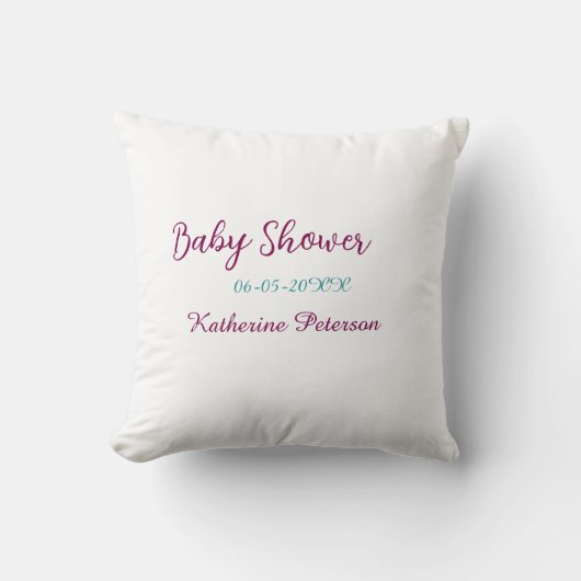 Blue yellow baby shower name date animal ear cute  クッション (正面)