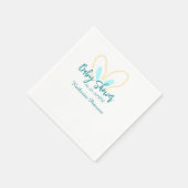 Blue yellow baby shower name date animal ear cute  スタンダードカクテルナプキン (角)