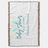 Blue yellow baby shower name date animal ear cute  スローブランケット (正面縦)