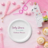 Blue yellow baby shower name date animal ear cute  ペーパープレート (パーティー)