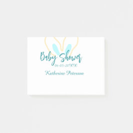 Blue yellow baby shower name date animal ear cute  ポストイット