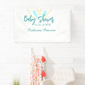 Blue yellow baby shower name date animal ear cute 横断幕 (インサイチュ)