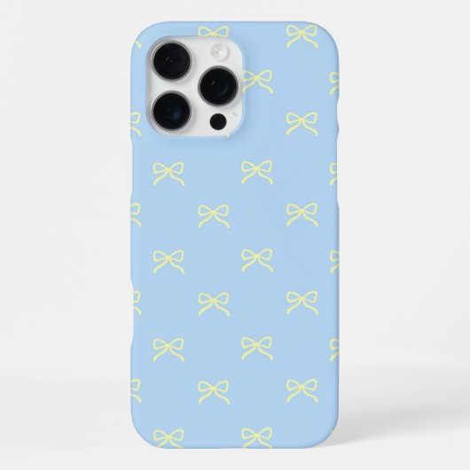 Blue Yellow Bow Pattern Coquette Girly Spring iPhoneケース (裏面)