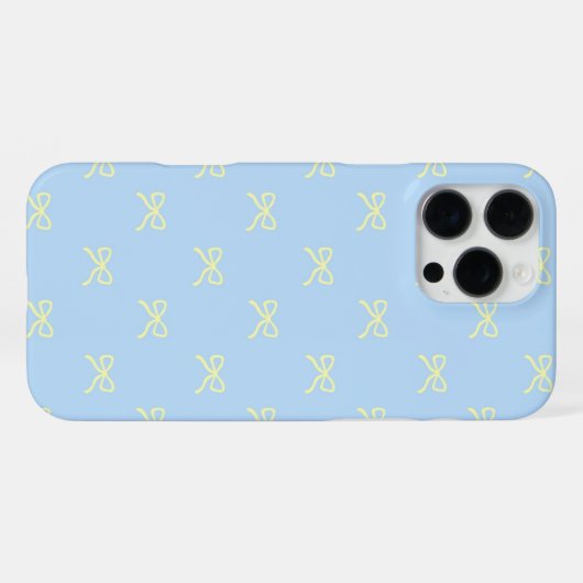 Blue Yellow Bow Pattern Coquette Girly Spring iPhoneケース (裏面横)