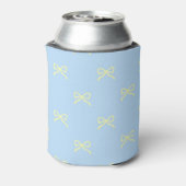 Blue & Yellow Bow Pattern Pastel Modern Party 缶クーラー (缶裏面)