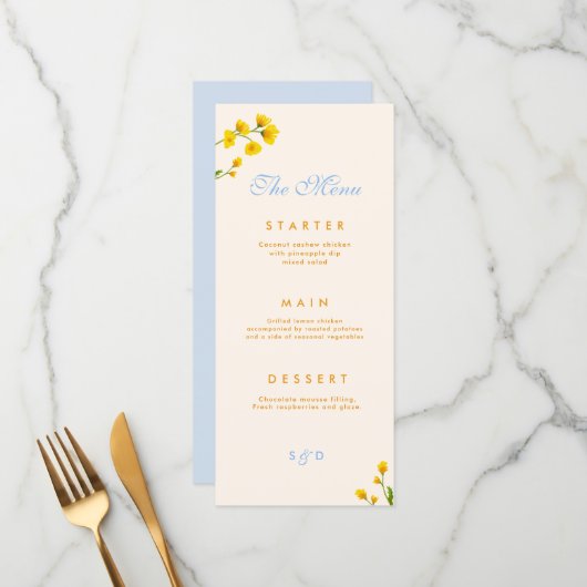 Blue & Yellow buttercup メニュー (正面/裏面インサイチュ)