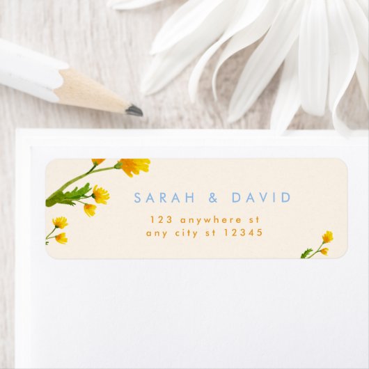 Blue & Yellow buttercup editable wedding ラベル (インサイチュ)